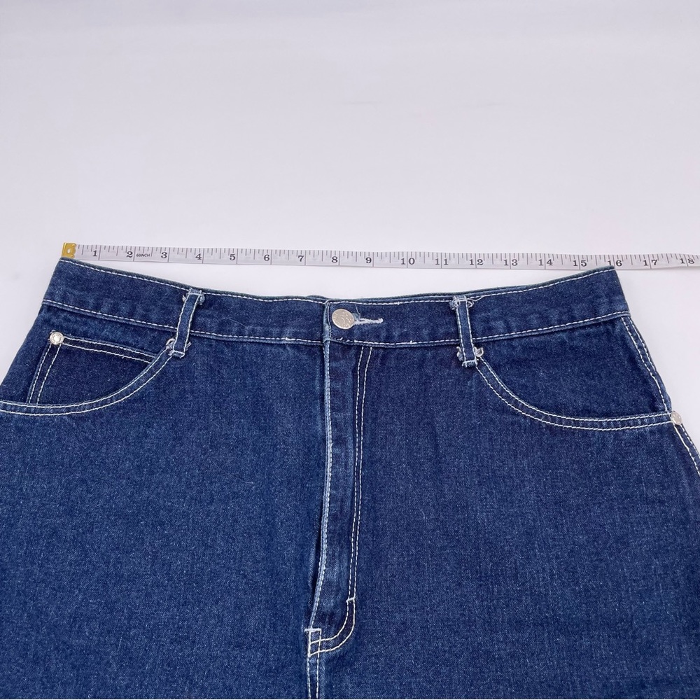 Vintage 1980s Gitano Women's Dark Wash Denim Midi Jean Skirt Split Back Hem - Picture 9 of 10
